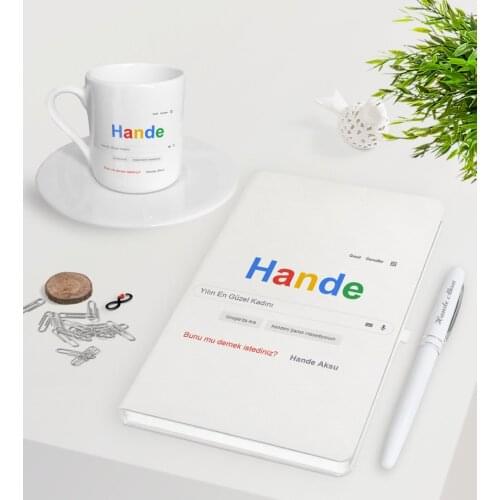 Personalized Custom Google The Most Beautiful Woman White Notebook Pen Turkish coffee Cup Seti-2