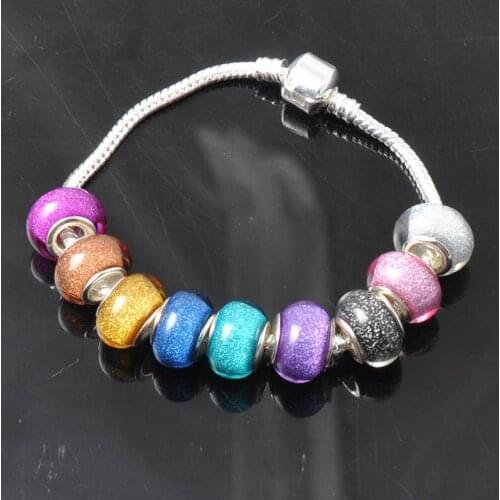 14mm Silver Big Hole Resin Flat Round Charms Beads Fit European Braclet DIY 30PCS YKL0434