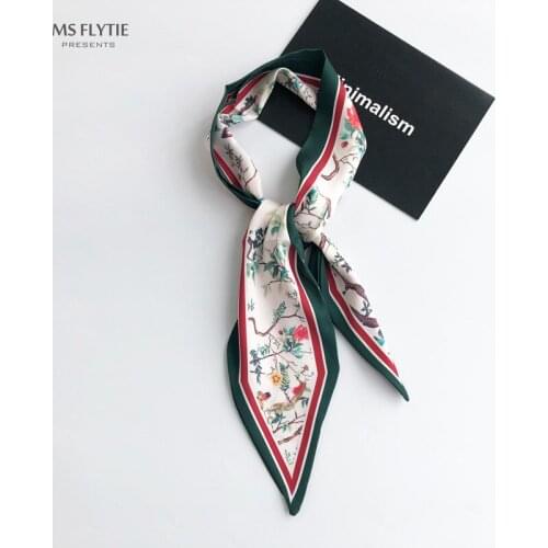 Flower Birds New Arrival Print Lady Riband Scarves Bags Vintage Time Scarf Small Ribbon Hair Band Bandeaus Clothing Match BD182