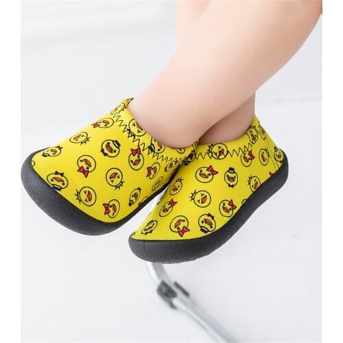 Toddler Baby Cartoon Shoes Colorful Non-slip First Walkers Elastic Baby Shoes Infant Rubber Sole Cartoon Indoor Socks Shoes