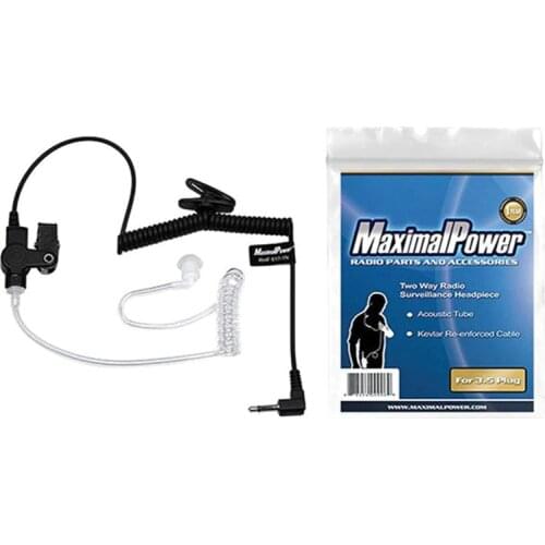 RHF 617-1N 3.5mm RECEIVER/LISTEN ONLY Surveillance Headset Earpiece with Clear Acoustic Coil Tube Earbud Audio Kit
