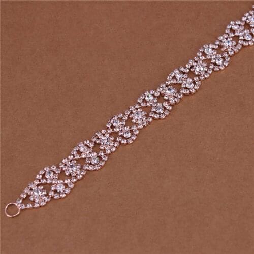 Rose Gold Rhinestone Crystal Beads Belt For Bridal Gowns Luxury Handmade Bridal Belt Wedding Belts Sashes