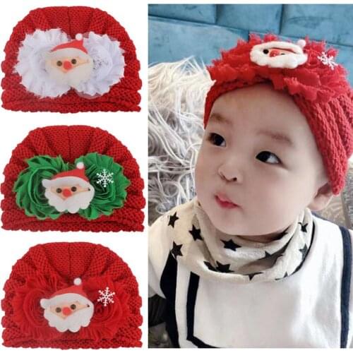 2019 Hot Sale Cute Baby Girl Christmas Warm Winter Hat Children Baby Girls Knitting Hat Beanie Turban Head Wrap Cap Pile Cap