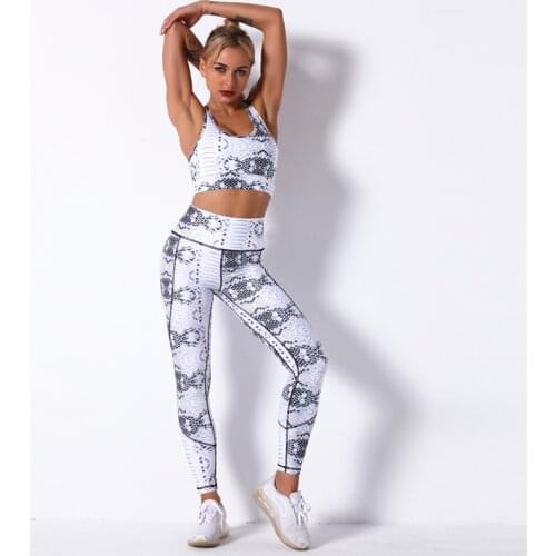 Floral Printed Sports Suit Women Sexy Running Stretchy Set Padded Sports Bra Leggings Gym Tracksuit Fitness Clothing Sports Wear