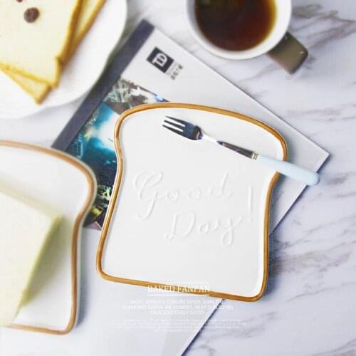 Toast Shape Ceramic Dinner 6.5 Inch Plate Porcelain Food Tray Kitchen Tools Tableware Kid Breakfast Bread