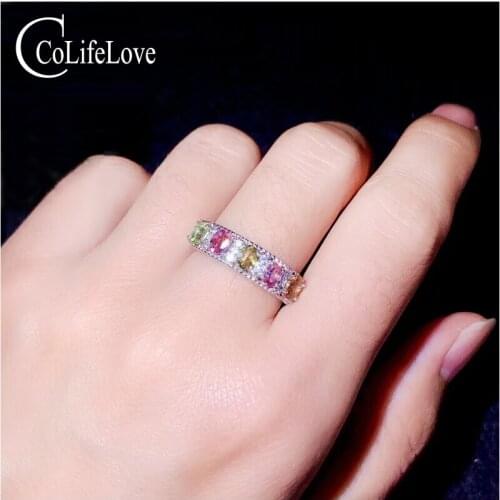 925 silver tourmaline ring 5 pcs natural tourmaline silver ring sterling silver tourmaline jewelry birthday gift for girl