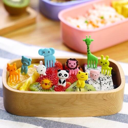Animal Farm Fruit Fork Mini Cartoon Children Dessert Snack Cake Food Fruit Pick Toothpick Bento Lunches Party Decor Random Color