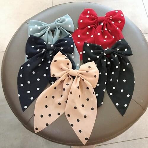 Big Bow BB Hairgrip Hairpin Chiffon Polka Dot Print Barrettes Knotted Bow Hair Clip for Women Girls Fashion Hair Accessories