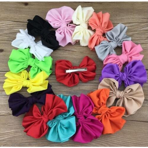 4.0" Large Satin Hairbow With Hair Clip For Girls Hair Accessories Hairpins Buotique Fabric Bows