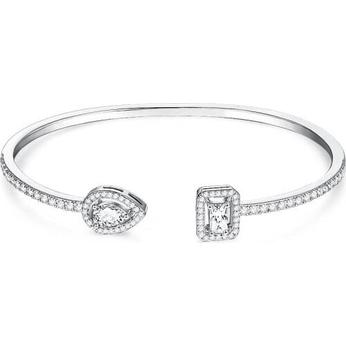 ZEMIOR Bangles For Women Simple Zircon Open Bangle Girl Engagement Party Prom Anniversary Gift Fashion Jewelry On Sale 2021