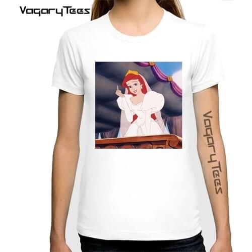 Camisetas Verano Mujer 2020 middle finger Snow Princess Print T Shirt Women Summer White Short Sleeve Harajuku Aesthetic Clothes