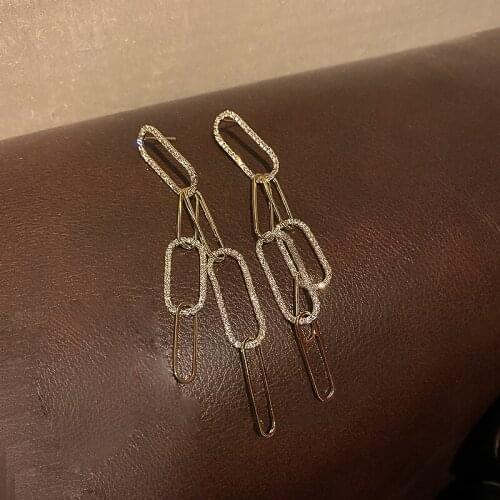 OLIRAFT 2021 Trend Temperament Advanced Atmosphere Inlaid Zircon Chain Earrings Popular New Design For Women Party Wholesale