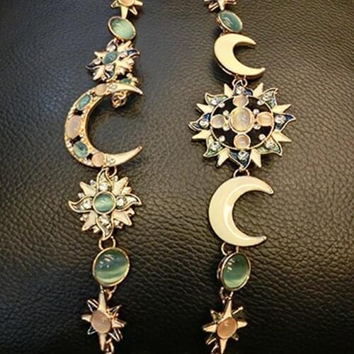 Fashion Bohemian Style Asymmetry Sun Moon Star Shape Bracelet Natural Rhinestone Stone Bracelets For Women Party Jewelry Gifts