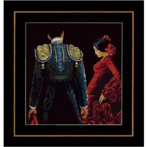 Gold Collection Chic Counted Cross Stitch Kit Dancing in Passion Lan 0150003 Spanish Man and Woman Dance
