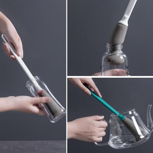 1PC Kitchen Sponge Cup Brush Milk Bottle Glass Clean Cup Sponge Handle Wash Clean Long Brush Decontamination E5N5