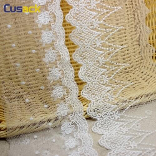 14 yards 10 cm Off White Mesh Embroidered Rose Flower Lace Trims for Costumes Wedding Dress Trimmings DIY Sewing Accessories