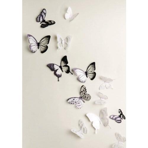 18Pcs/Pack Butterflies 3D Wall Stickers Removable Wall Art Decals DIY Living Rooms Bedroom Decorations