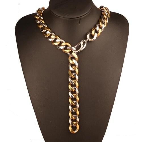 19MM 7-40" Chic Fashion Boutique Stainless Steel Silever Gold Cuban Curb Chain Mens Womens Necklace Or Bracelet Jewelry Gifts