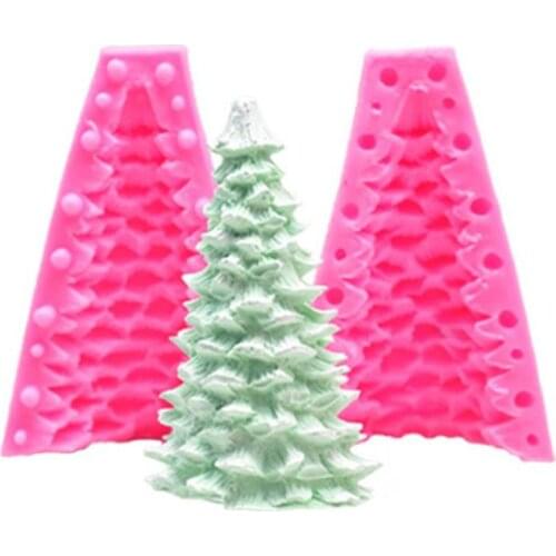 3D Christmas Tree Silicone Candle Mold Soap Clay Making DIY Cake Mould Baking E56C