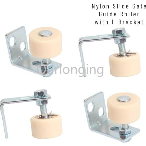 4PCS Nylon Slide Gate Guide Roller with L Bracket Adjustable Rollers Gate Door Locator for Sliding Gates