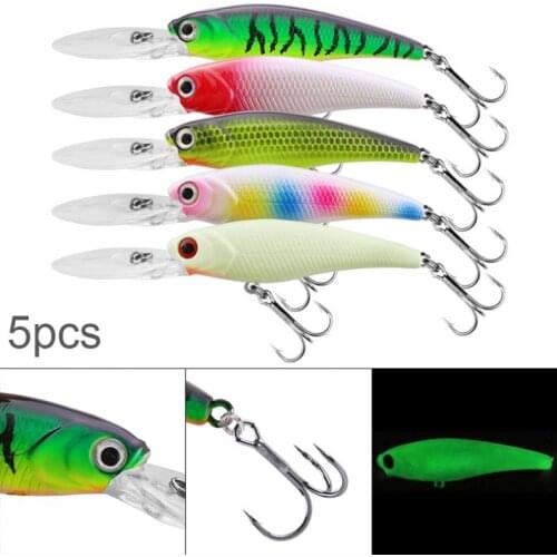 5pcs 9cm 6.5g Minnow Fishing Lure Kit Floating Lure Pesca Jig Fishing Hook Built in Steel Ball