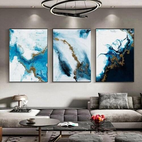 Abstract Blue Ocean Art Canvas Painting Nature Posters and Prints Cuadros Wall Art Pictures for Living Room Home Decor Unframed