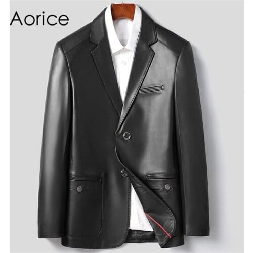 Aorice Men Genuine Sheep Skin Leather Jacket Coat Male Brand New Real Casual Leather & Suede Suit Jackets Coats MT145