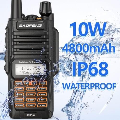 Baofeng UV-9R Plus 10W 4800mAh Dual Band 136-174/400-520MHz IP68 Waterproof Ham Radio BF-UV9R Walkie Talkie 10KM Range