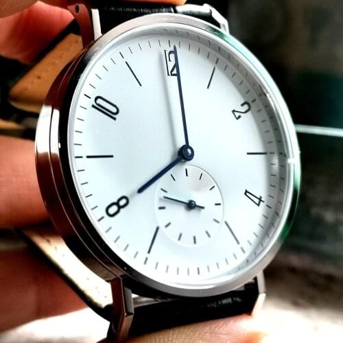 Mens Automatic Watches Bauhaus Mens Mechanical Watch Fashion 38mm Stainless Steel 50M Waterproof Wristwatch Vintage Clock 2021