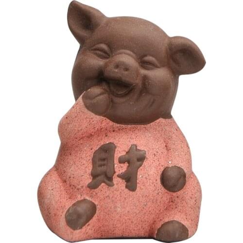 Handmade Lovely Pig Purple Clay Tea Tools Ceramic Tea Pets Chinese Kung Fu Tea Accessories for Collectors and Tea Lovers K019