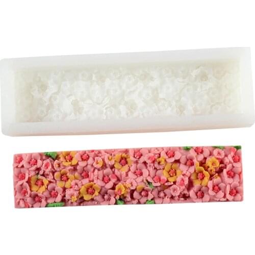 Flower Silicone Soap Mold Rectangular with Embossed Loaf Soaps Mould
