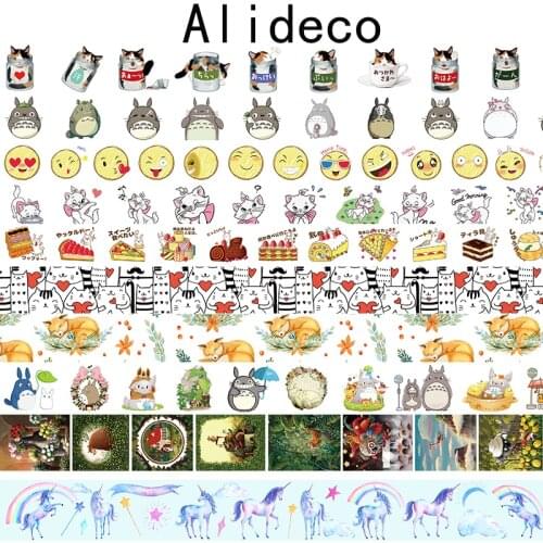 Alideco Decorative Adhesive Washi Masking Tapes Animals Cat Cake Scrapbooking DIY Paper Japanese Stickers Size 1.5cm*10m