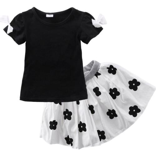 UK Kids Baby Girls Dress Shirt+Flower Skirt Set Children Clothes Outfits 1-6Y