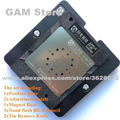 For iPhone 6 6S 7 8 X Nand FlashChip PCIE Tin Plate Platform Reballing Solder BGA Stencil Magnet Base Adjustment Plate Amaoe