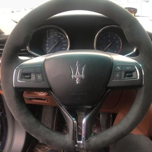 For Maserati Levante Ghibli DIY black suede special car steering wheel cover