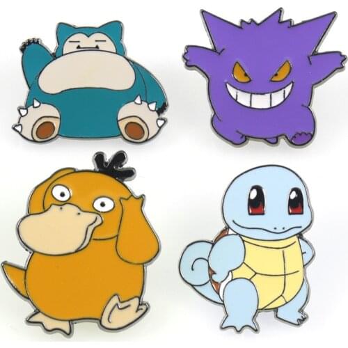 Pokemon Toys Snorlax Squirtle Gengar Psyduck Brooch Emblem Anime Peripheral A Small Gift for the Children