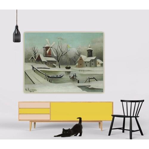 Citon Henri Rousseau《Ice Skaters on a Frozen Pond》Canvas Art Oil Painting Picture Wall Background Decor Home Decoration