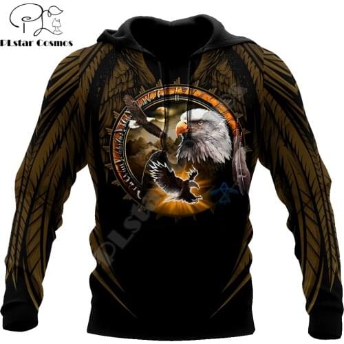 Animal Eagle Indian Native 3D Printed Fashion Mens Autumn Hoodie Sweatshirt Unisex Streetwear Casual Zip Jacket Pullover KJ521