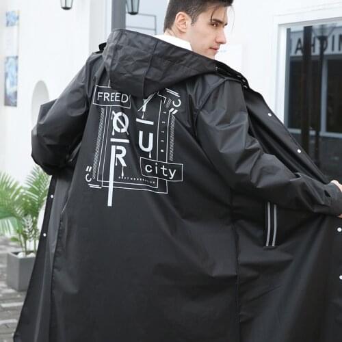 Fashionable Mens And Womens Raincoat Thickened Waterproof Adult Black Impervious Outdoor Hiking Raincoat Hoodie Rain Coat