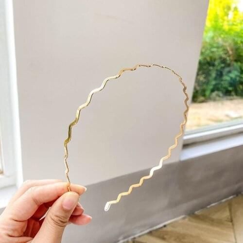 Fashion Wavy Hair Head Hoop Band Sport Headband Hairband Headbands For Women Gold Color Alloy Bezel Hair Girls Hair Accessories