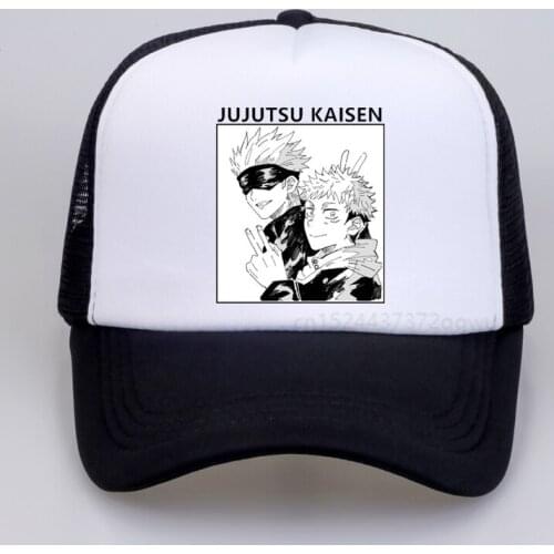 Mens Jujutsu Kaisen Printed Unisex Baseball cap Cool Cartoon Anime Casual summer Mesh Breathable snapback Trucker hats
