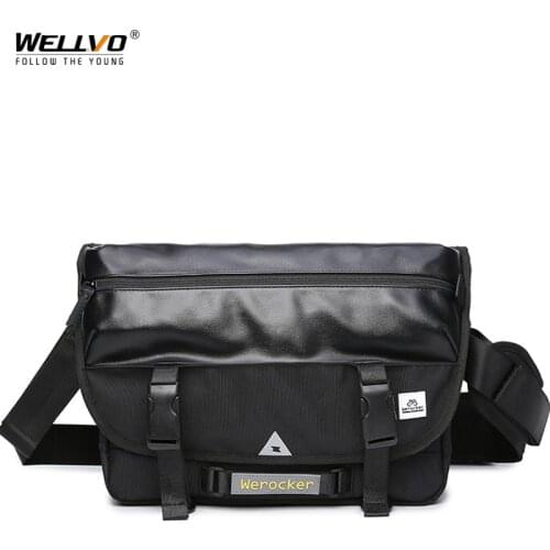 Single Shoulder Bag Men Chest Bag Classic Leather Satchels Mens Simple Black Bicycle Bag 2020 New Large Messenger Bag XA182ZC