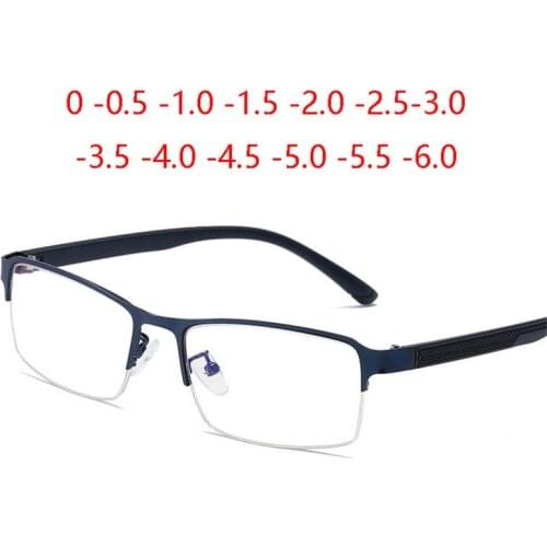Ultralight Business Half-frame Nearsighted Spectacle Finished Men Clear Lens Prescription Eyeglasses 0 -0.5 -1.0 -1.5 To -6.0