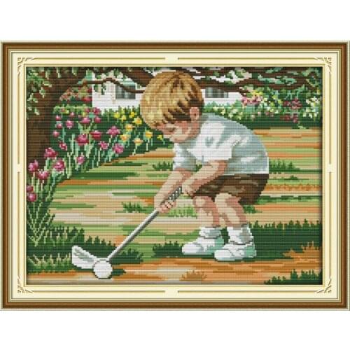 The Future Boy of Golf Printed Cross Stitch Kit Pattern Traditional Embroidery 11CT 14CT Needlework DIY Home Decoration Painting