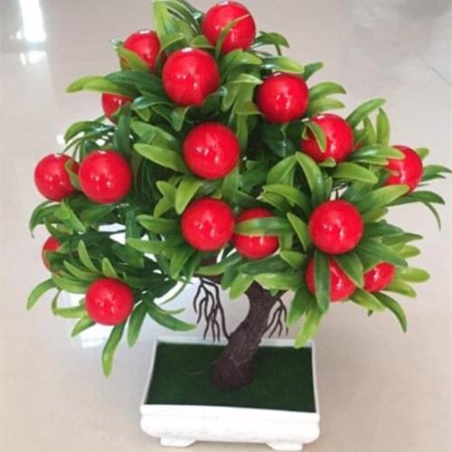 Non-fading Artificial Bonsai Mini Fruit Tree Plant Pot Living Room Garden Desk Office Decor Plastic Fruit Tree with pot Fruit