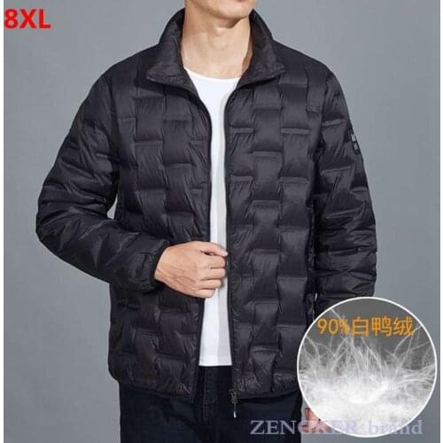 Winter new mens plus size stand-up collar lightweight down jacket warm jacket white duck down sportswear puffer jacket men