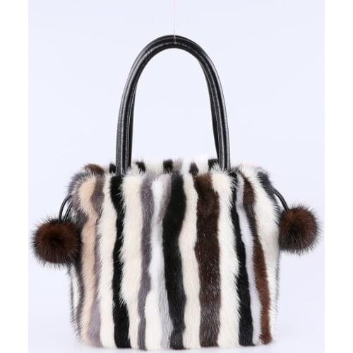 2021 New Arrival Women Tote Handbag New Fashion Plush Bag Real Mink Fur Bags