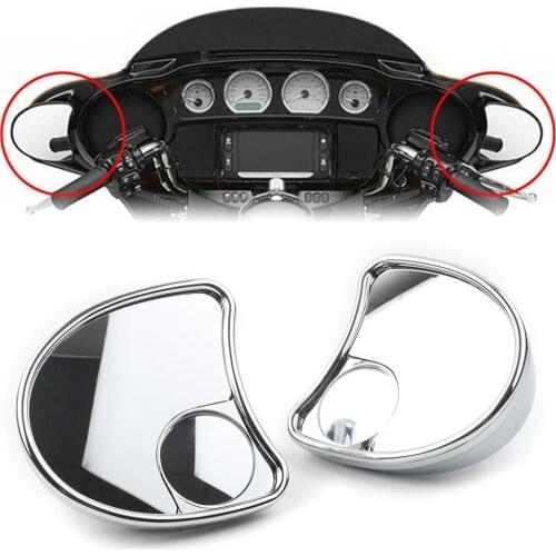 2x Chrome Motorcycle Rearview Side Mirror Fairing Mount Blind Spot For Harley Touring Ultra Limited Electra Glide Ultra Classic