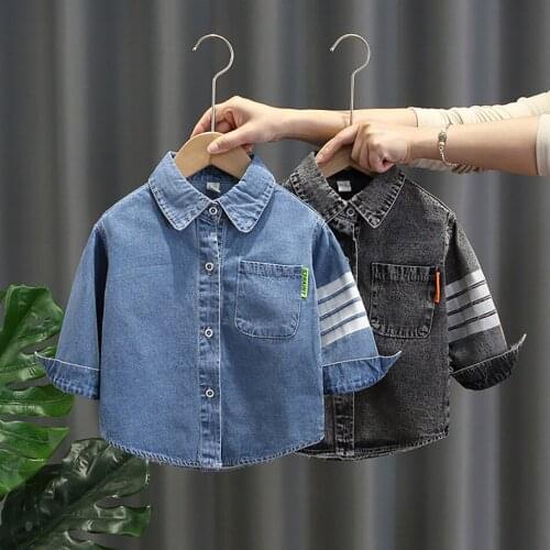 2021 New Spring and Autumn Little Girls Coat Denim Coat Stripe Denim Coat Cute Print Embroidered Denim 3 45 6 7 8 9 10