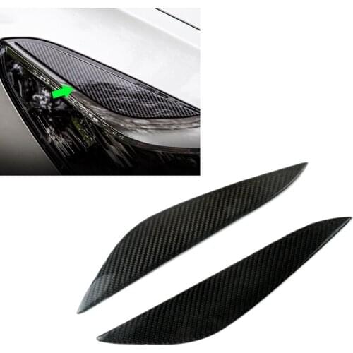 Car Front Headlight Lamp Eyebrows Eyelids Moulding Cover Trims Carbon Fiber for Tesla Model 3 2017-2021